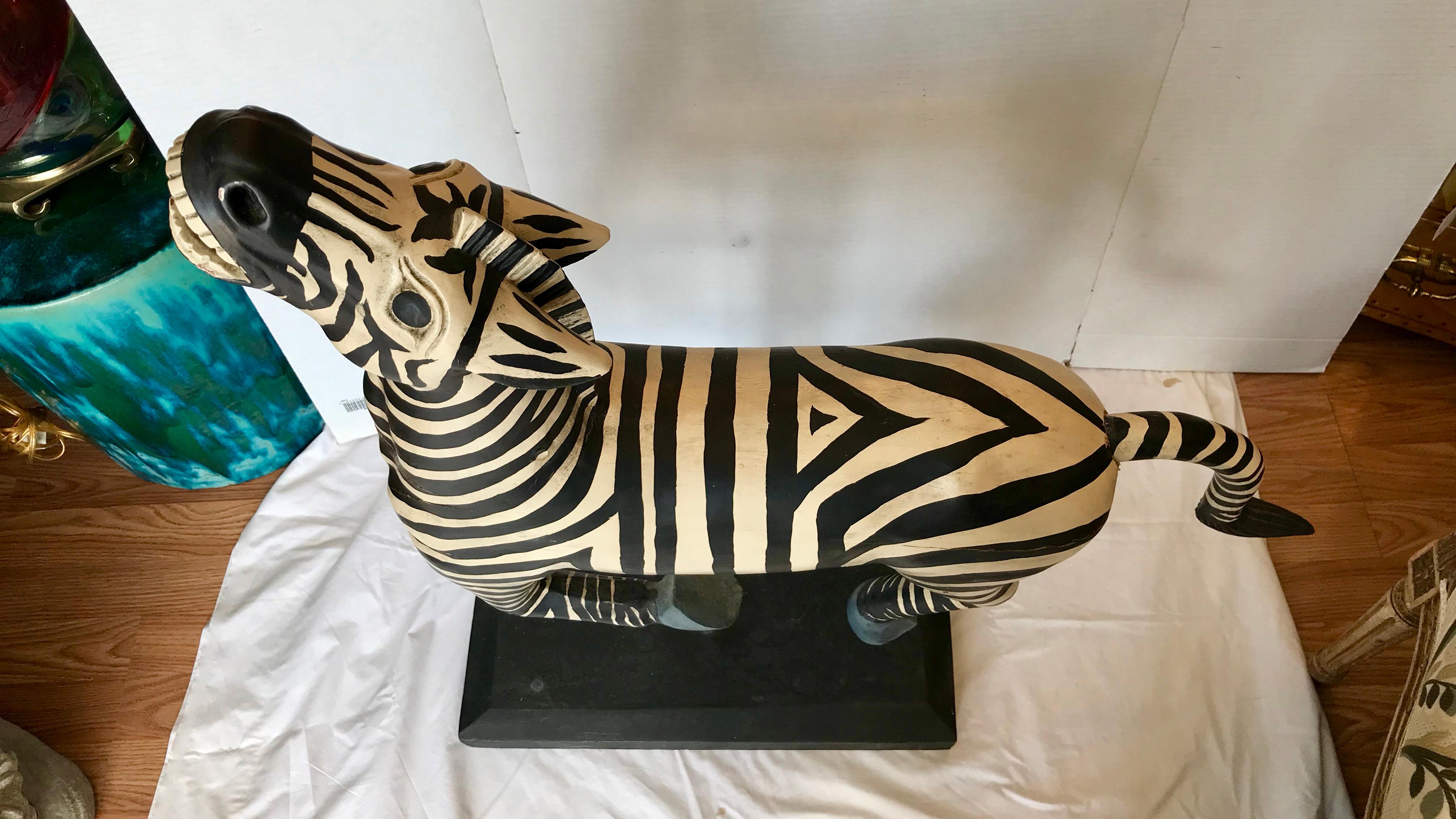 Large Folk Art Carving of a Zebra 4