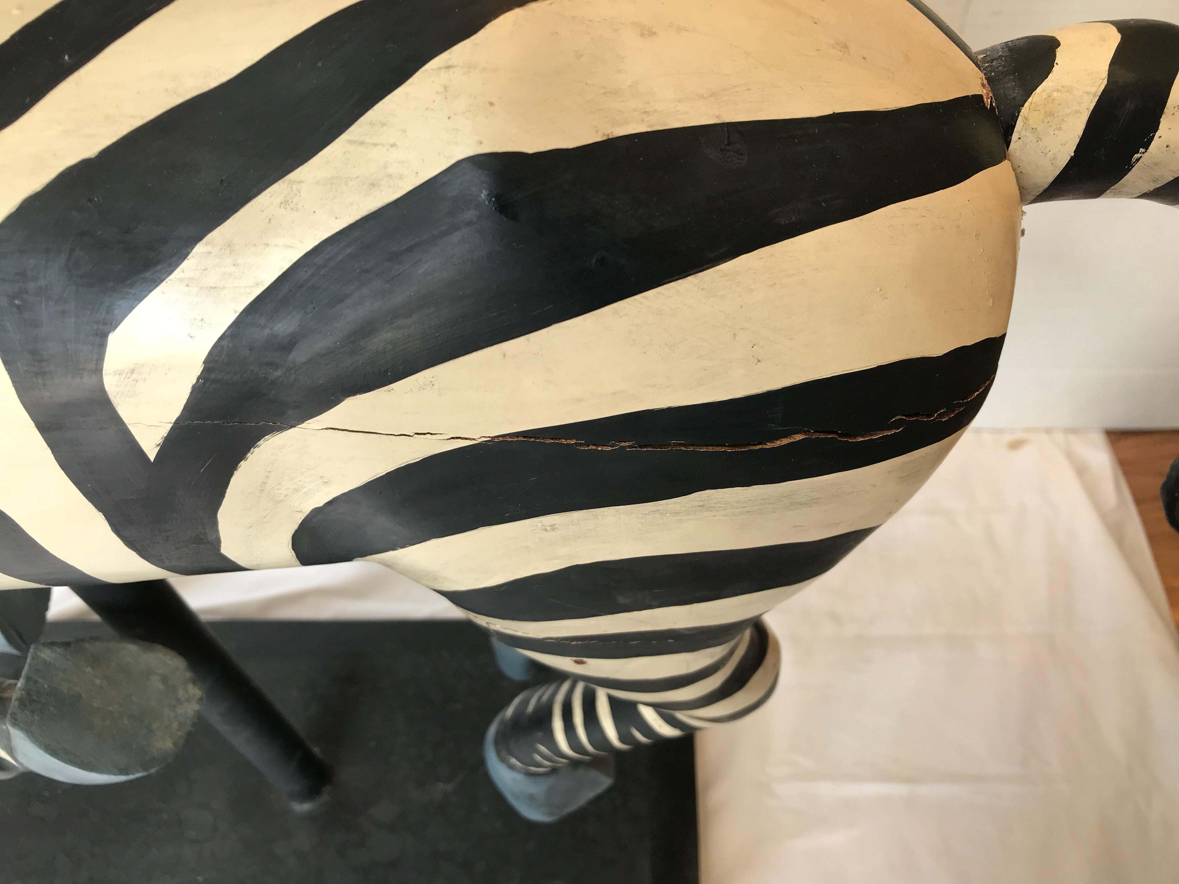 Large Folk Art Carving of a Zebra 5