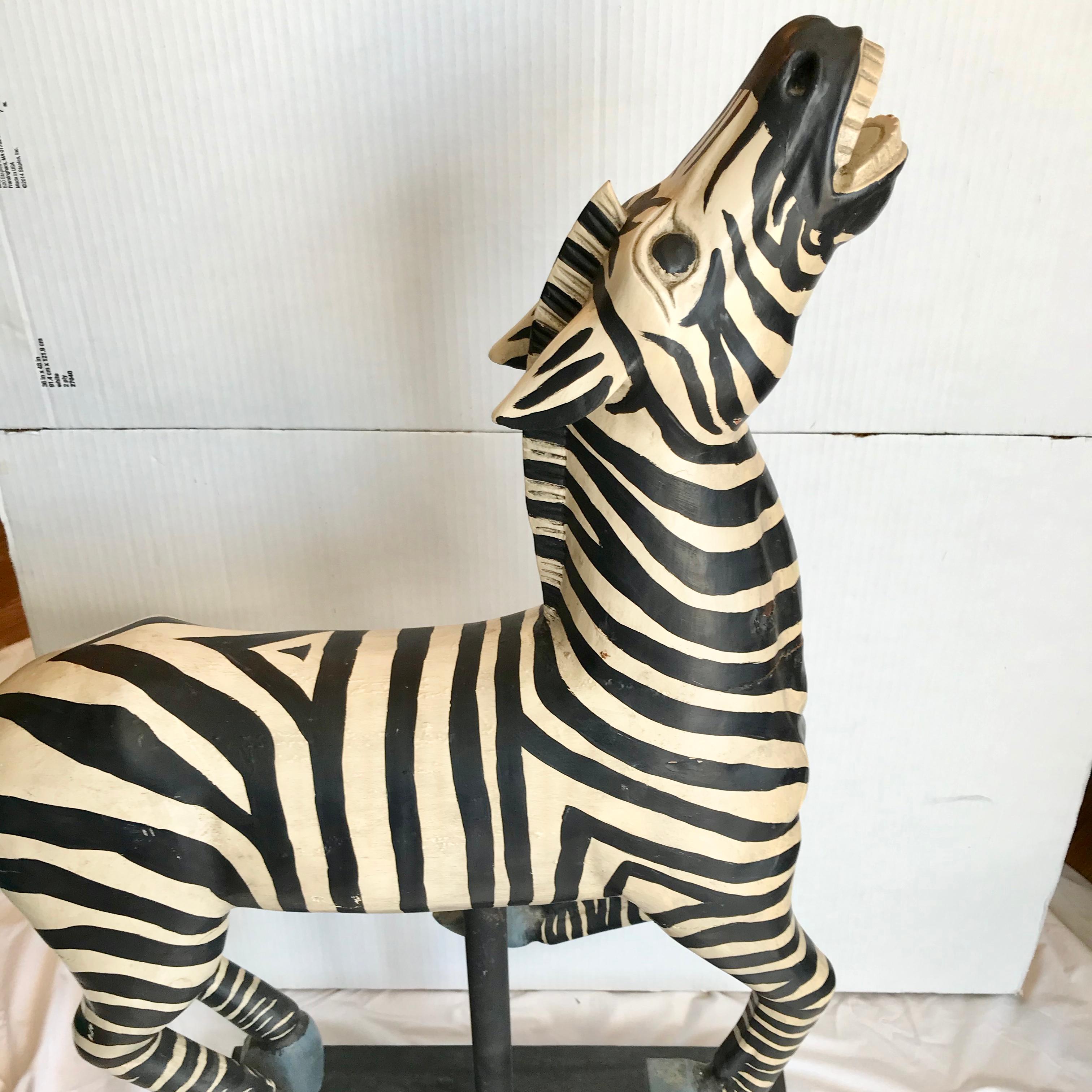 Large Folk Art Carving of a Zebra 8