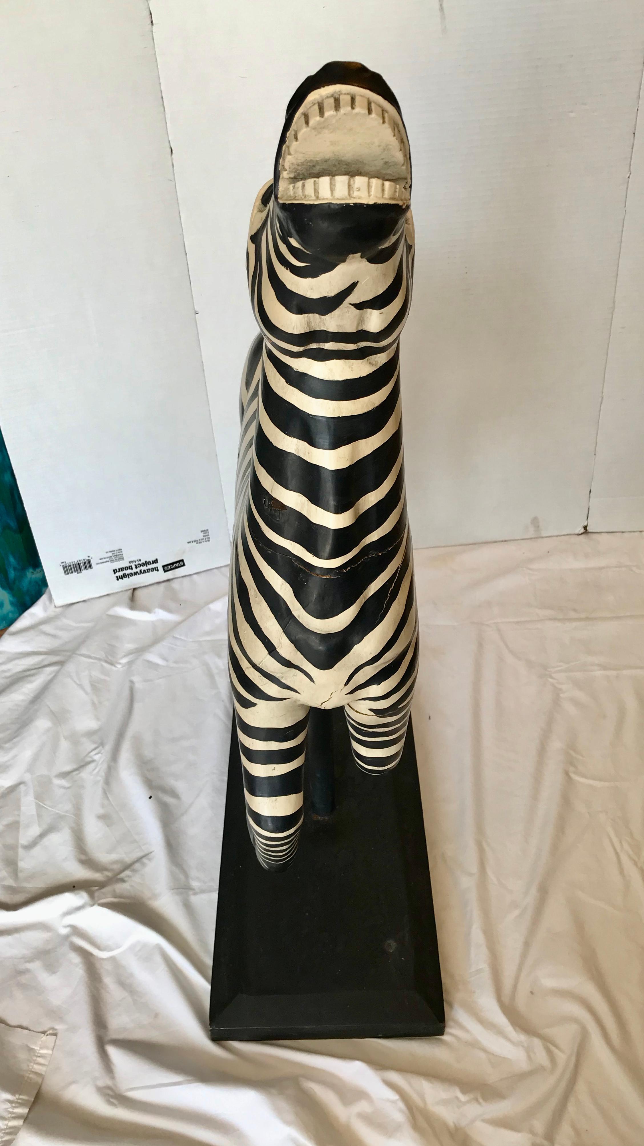 Large Folk Art Carving of a Zebra 1