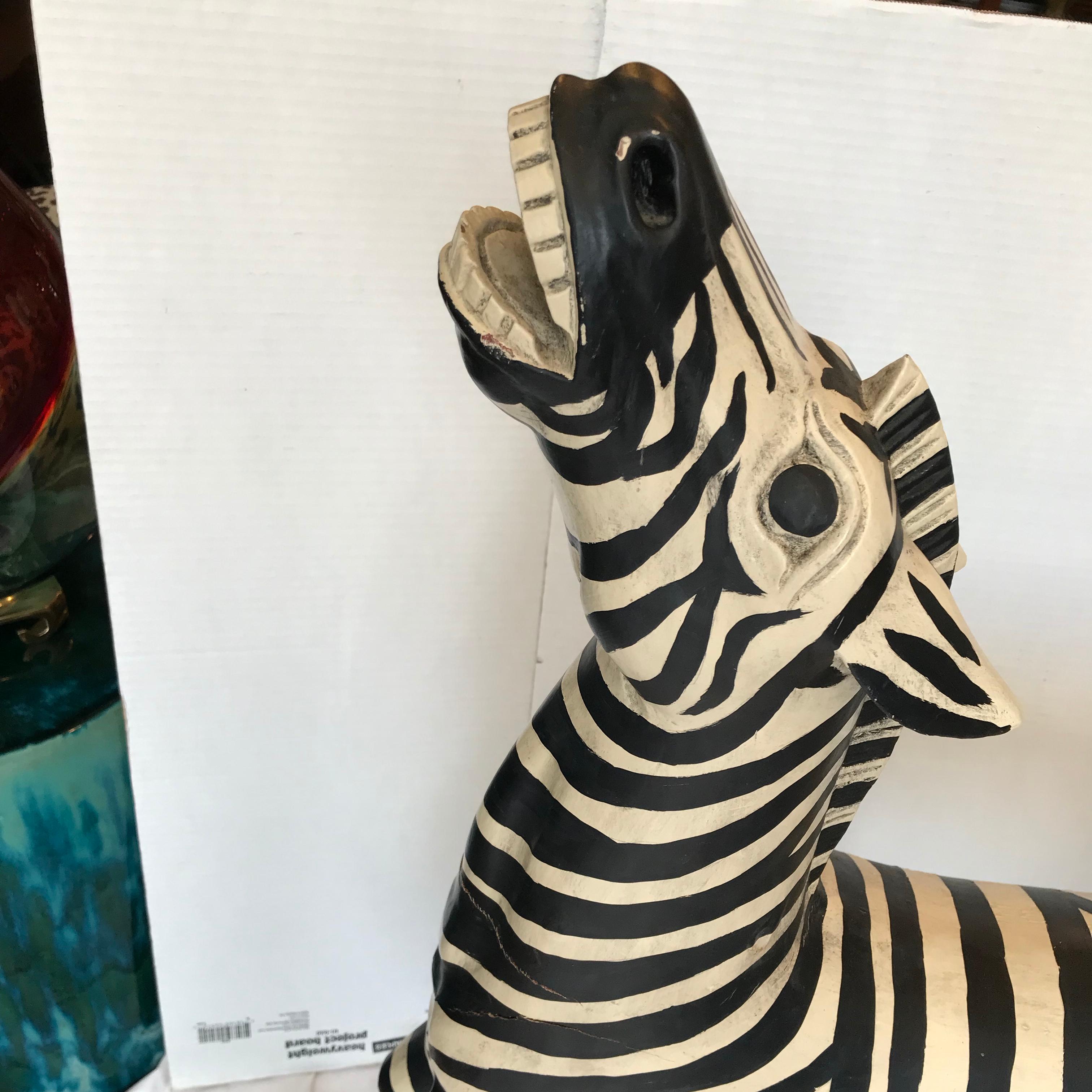 Large Folk Art Carving of a Zebra 2