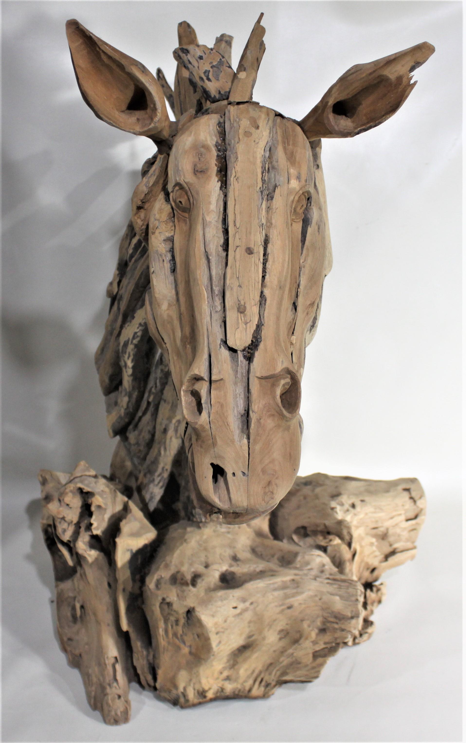 Große Folk Art Driftwood Pferdekopf-Skulptur (Handgefertigt) im Angebot
