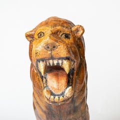 Large Folk Art Lion Sculpture, Paper Mache, Early 20th Century