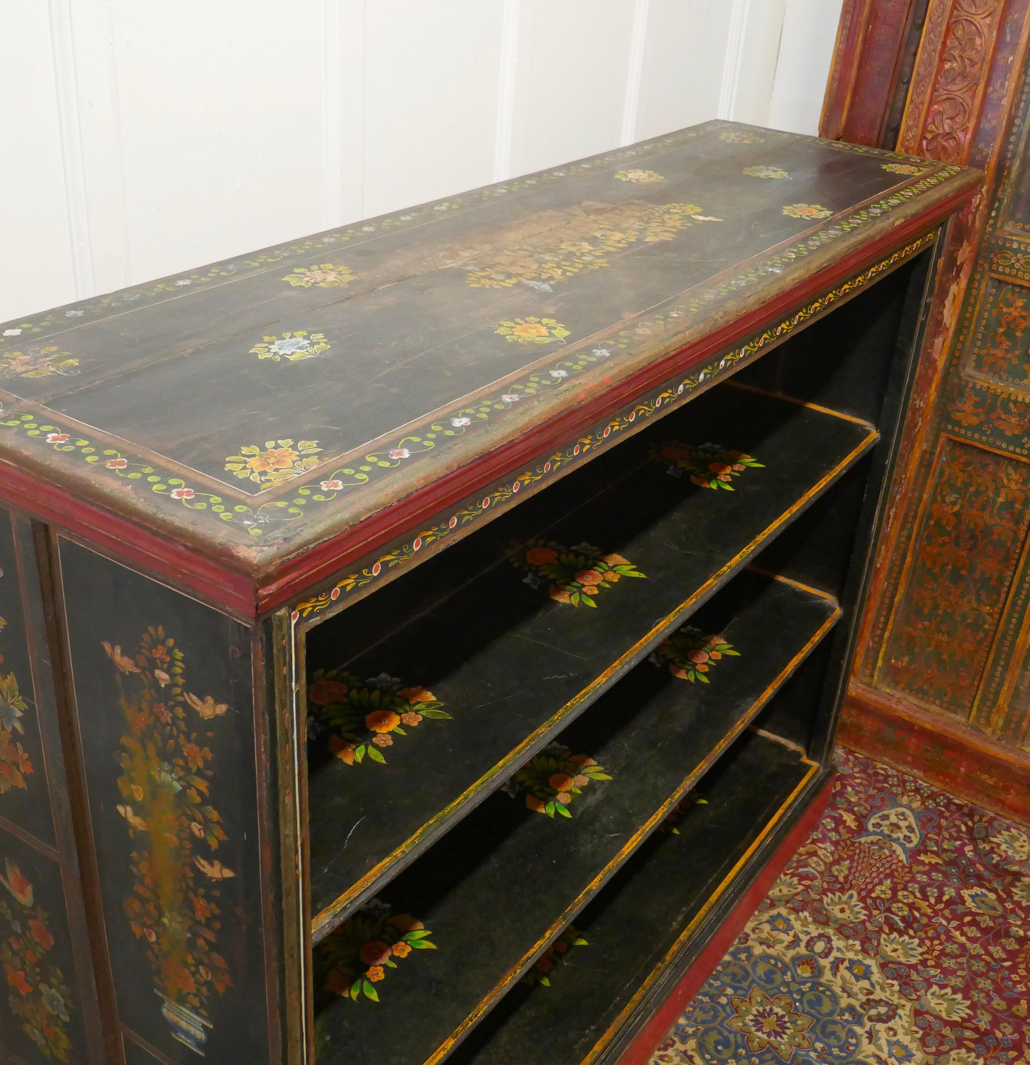 Large Painted Open Bookcase, Folk Art For Sale 8