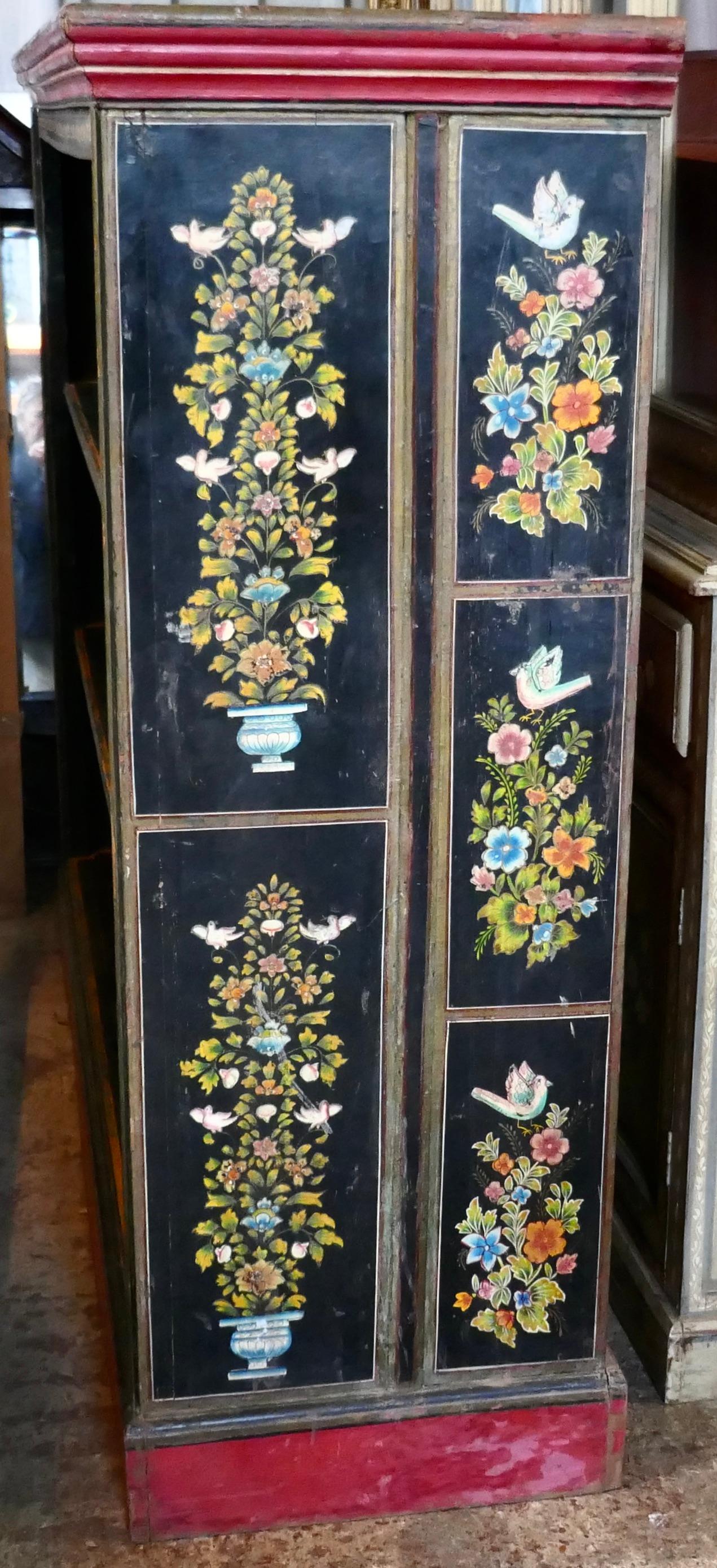 Large Painted Open Bookcase, Folk Art For Sale 12