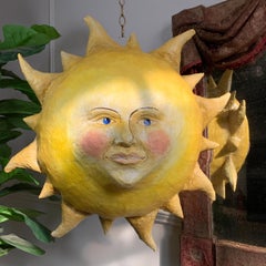 Large Folk Art Papier Mache Sun with Face