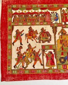 Large Folk Art Phad Hand Painted Khadi Textile Rajasthan