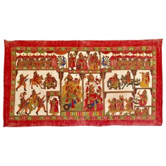 Large Folk Art Phad Hand Painted Khadi Textile Rajasthan