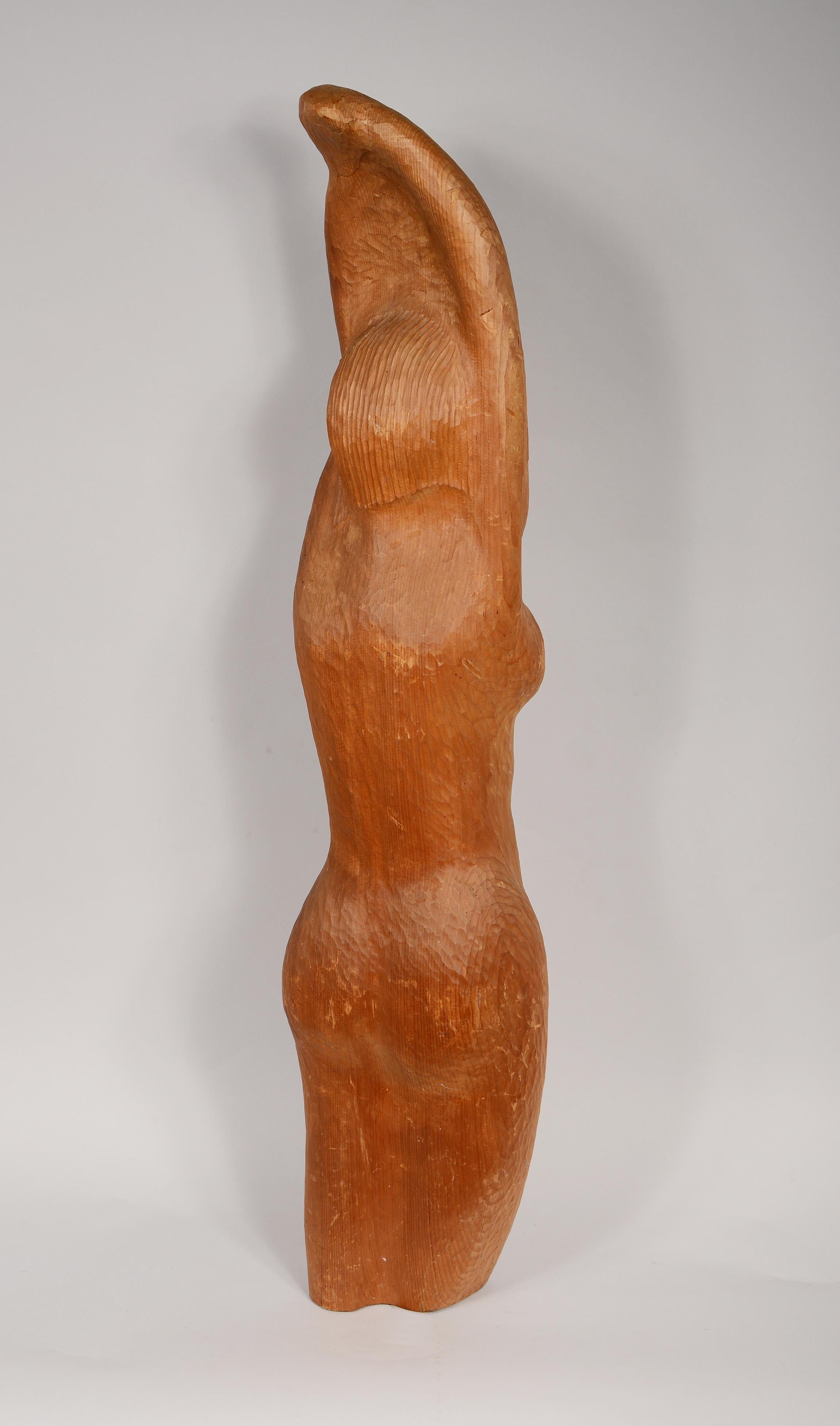 Grande sculpture en bois d'artisanat représentant une femme nue Bon état - En vente à San Mateo, CA