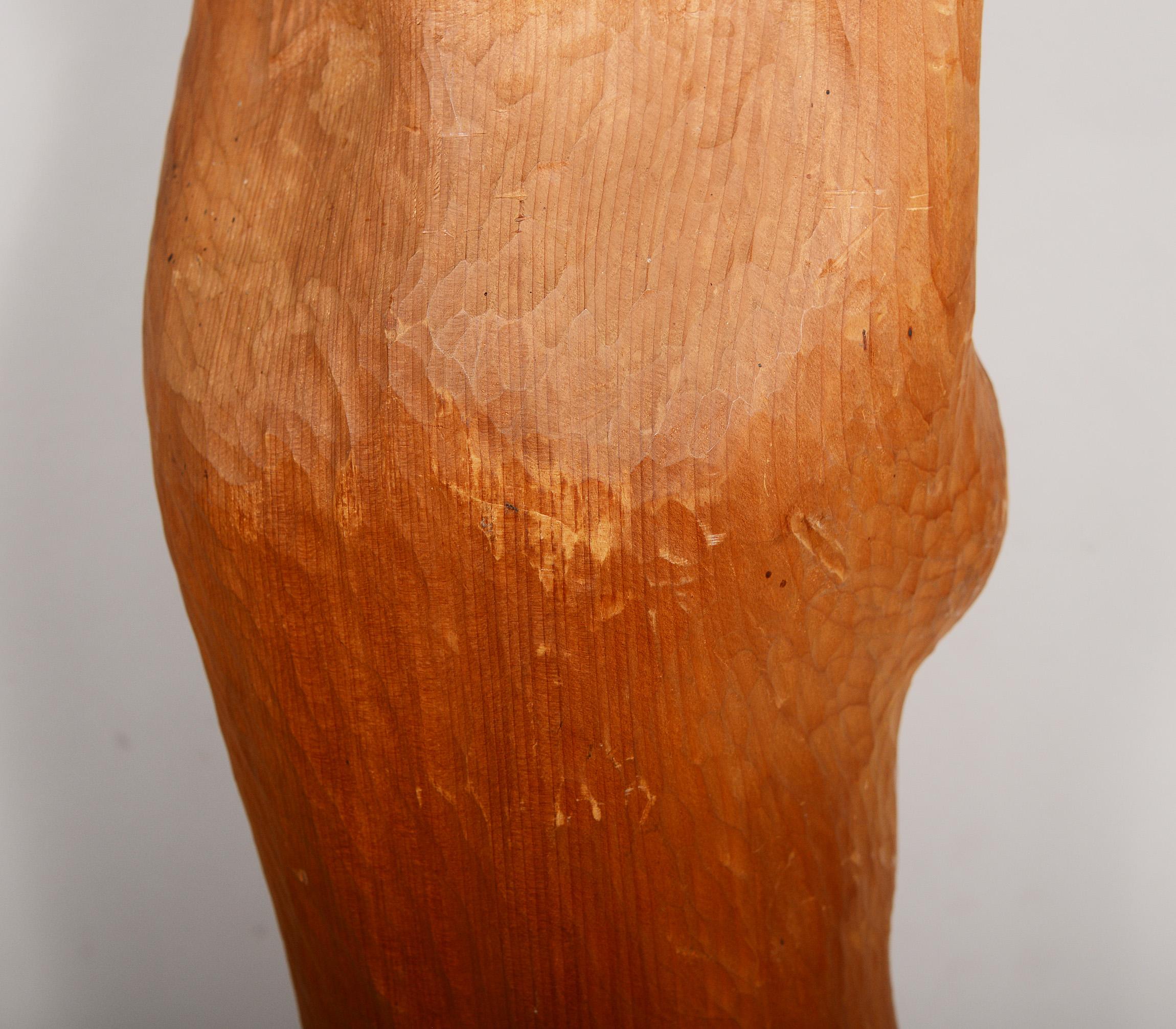 Large Folk Art Wood Carving of a Nude Woman In Good Condition For Sale In San Mateo, CA