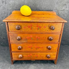 Large Folk Art Wood 4 Drawer Jewelry Box Chest of Drawers