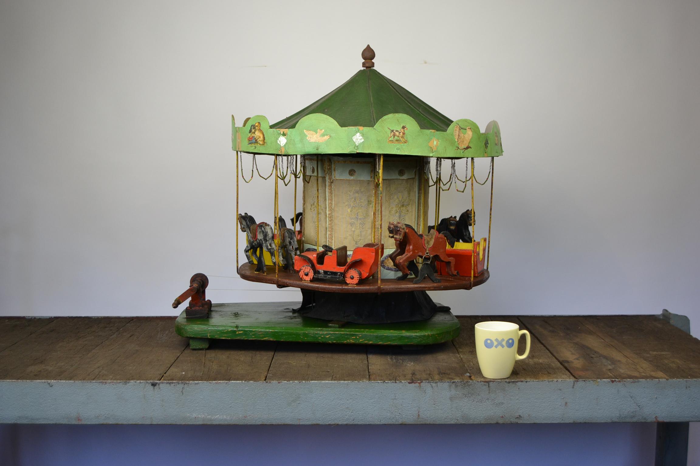 Large Folk Art Wooden Merry-Go-Round Model For Sale 10