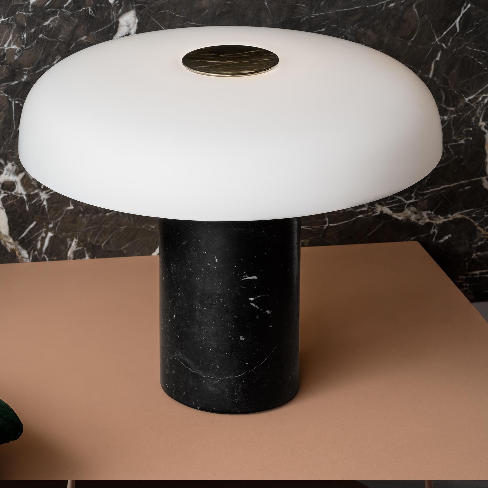 Mid-Century Modern Large Fontana Arte 'Tropico' Black Marble & Glass Table Lamp by Studio Buratti For Sale