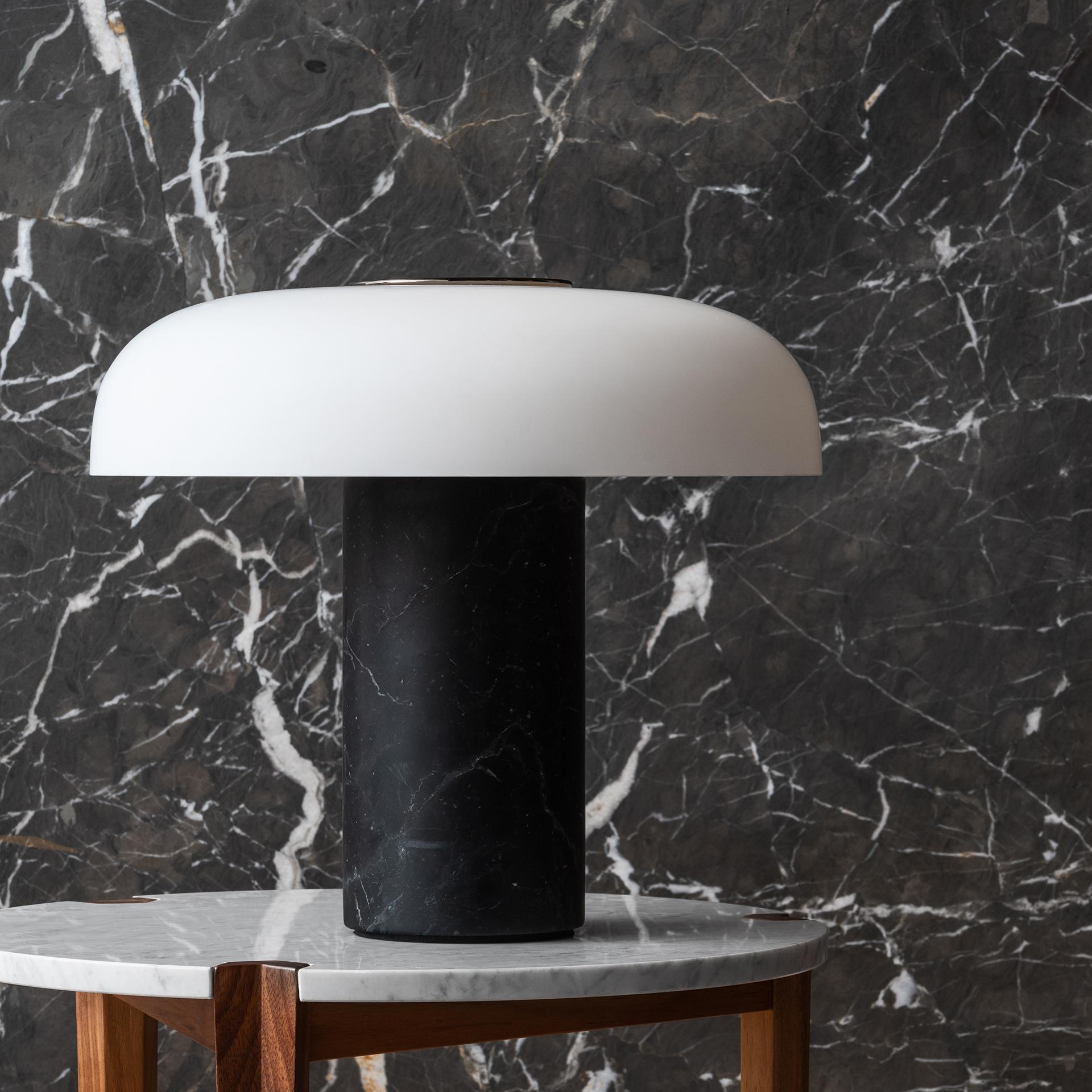 Galvanized Large Fontana Arte 'Tropico' Black Marble & Glass Table Lamp by Studio Buratti For Sale