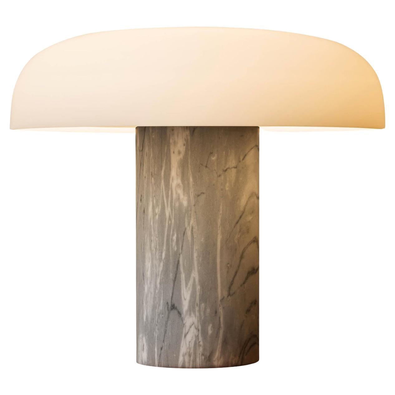 Large Fontana Arte 'Tropico' Gray Marble & Glass Table Lamp by Studio Buratti