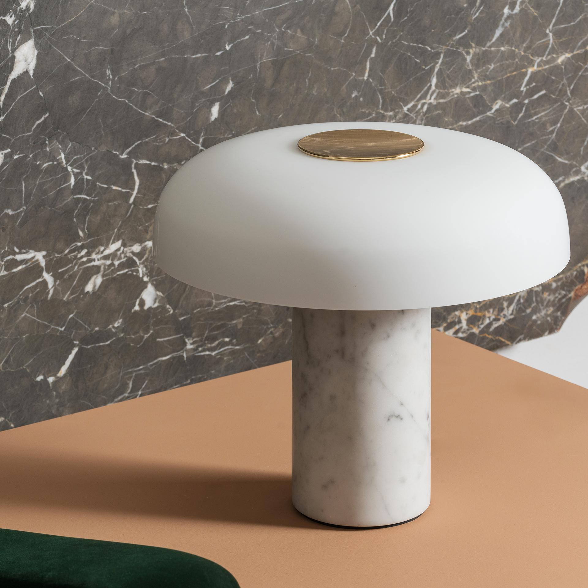 Mid-Century Modern Large Fontana Arte 'Tropico' White Marble & Glass Table Lamp by Studio Buratti For Sale