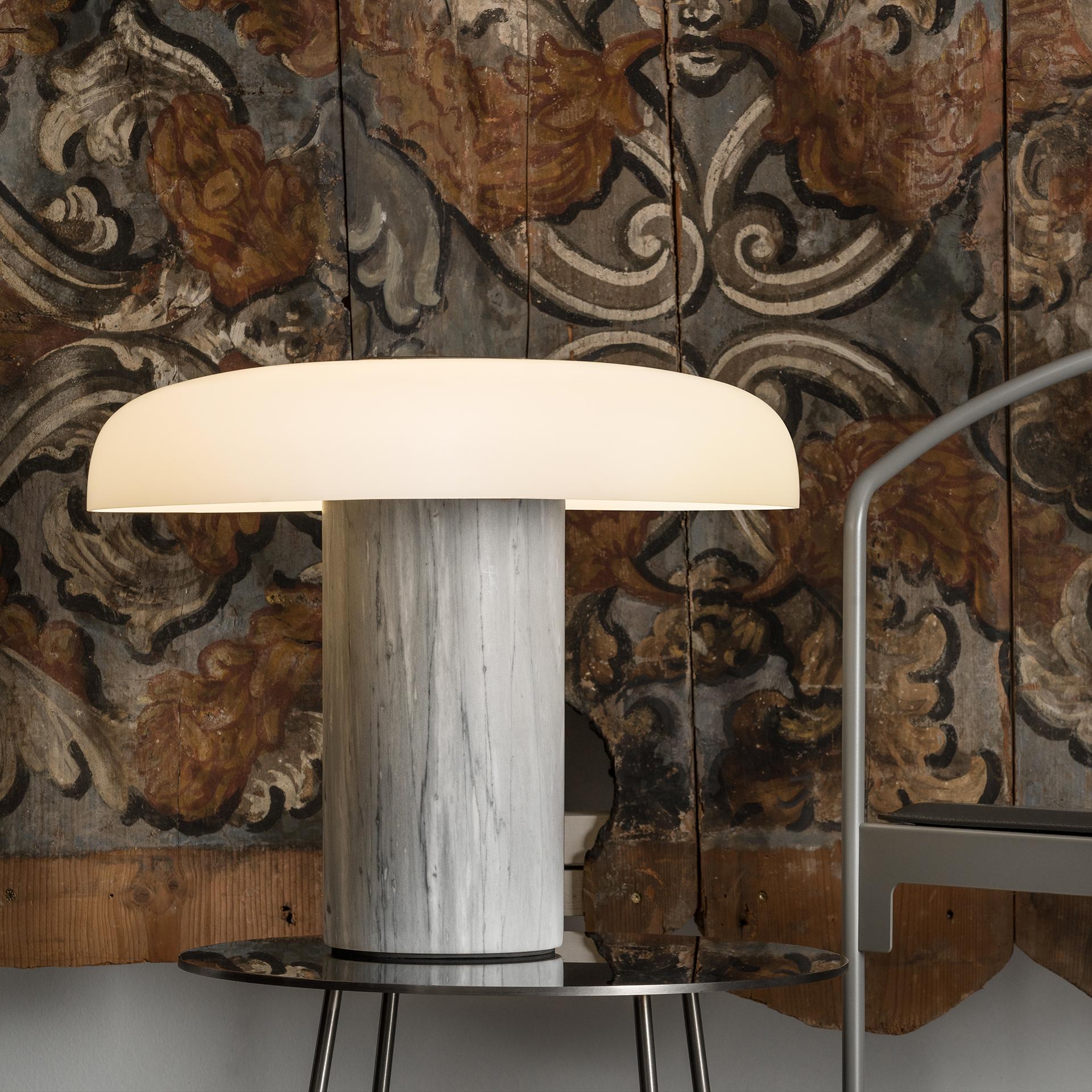 Contemporary Large Fontana Arte 'Tropico' White Marble & Glass Table Lamp by Studio Buratti For Sale