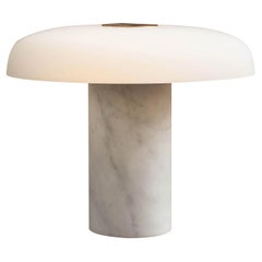 Lampada da tavolo grande Fontana Arte 'Tropico' in marmo bianco e vetro di Studio Buratti