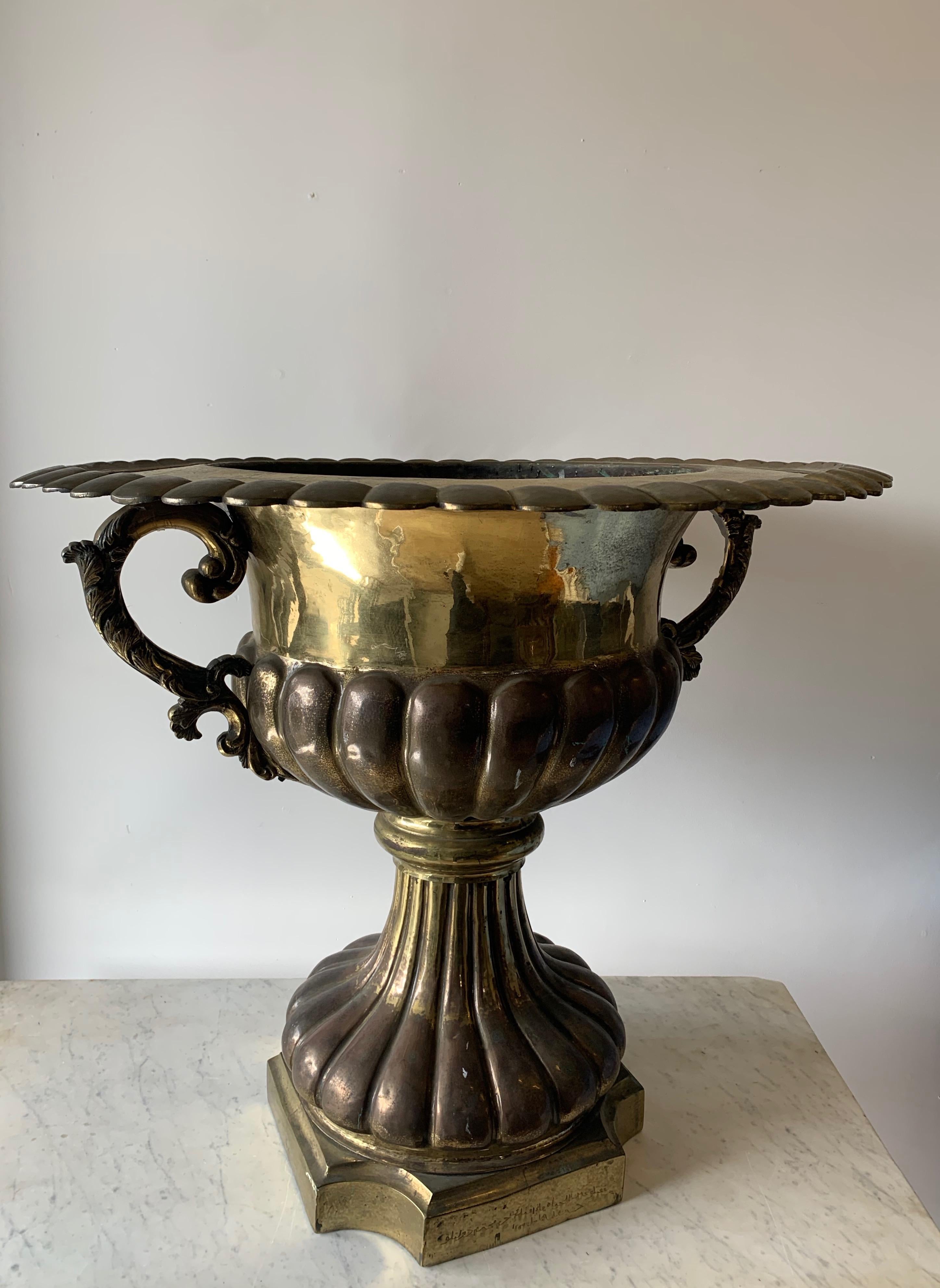 brass urn planter