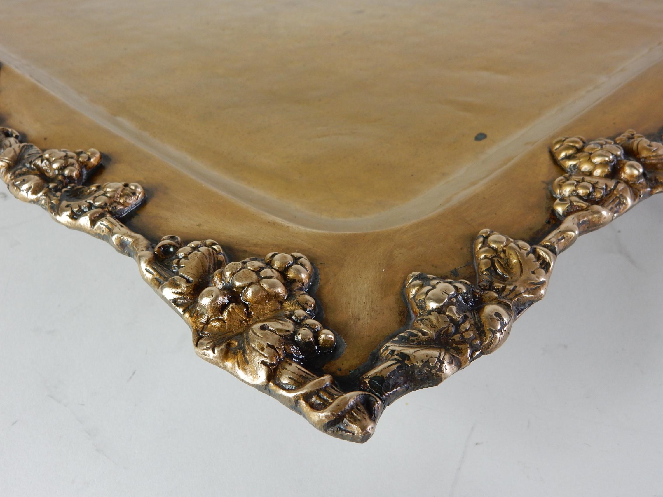 Large Footed Brass Service Tray for Bar or Table In Good Condition For Sale In Las Vegas, NV