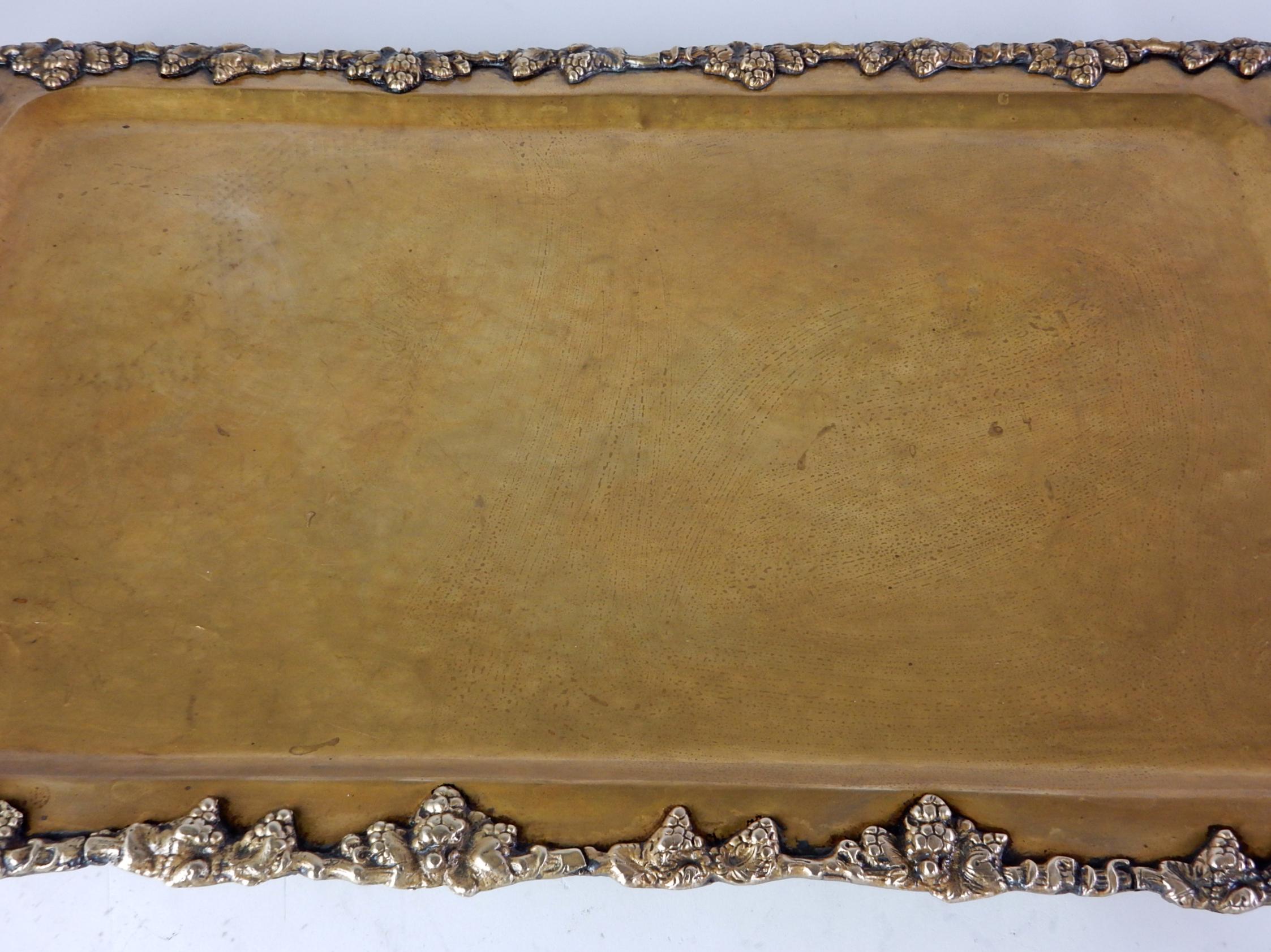 Large Footed Brass Service Tray for Bar or Table For Sale 3