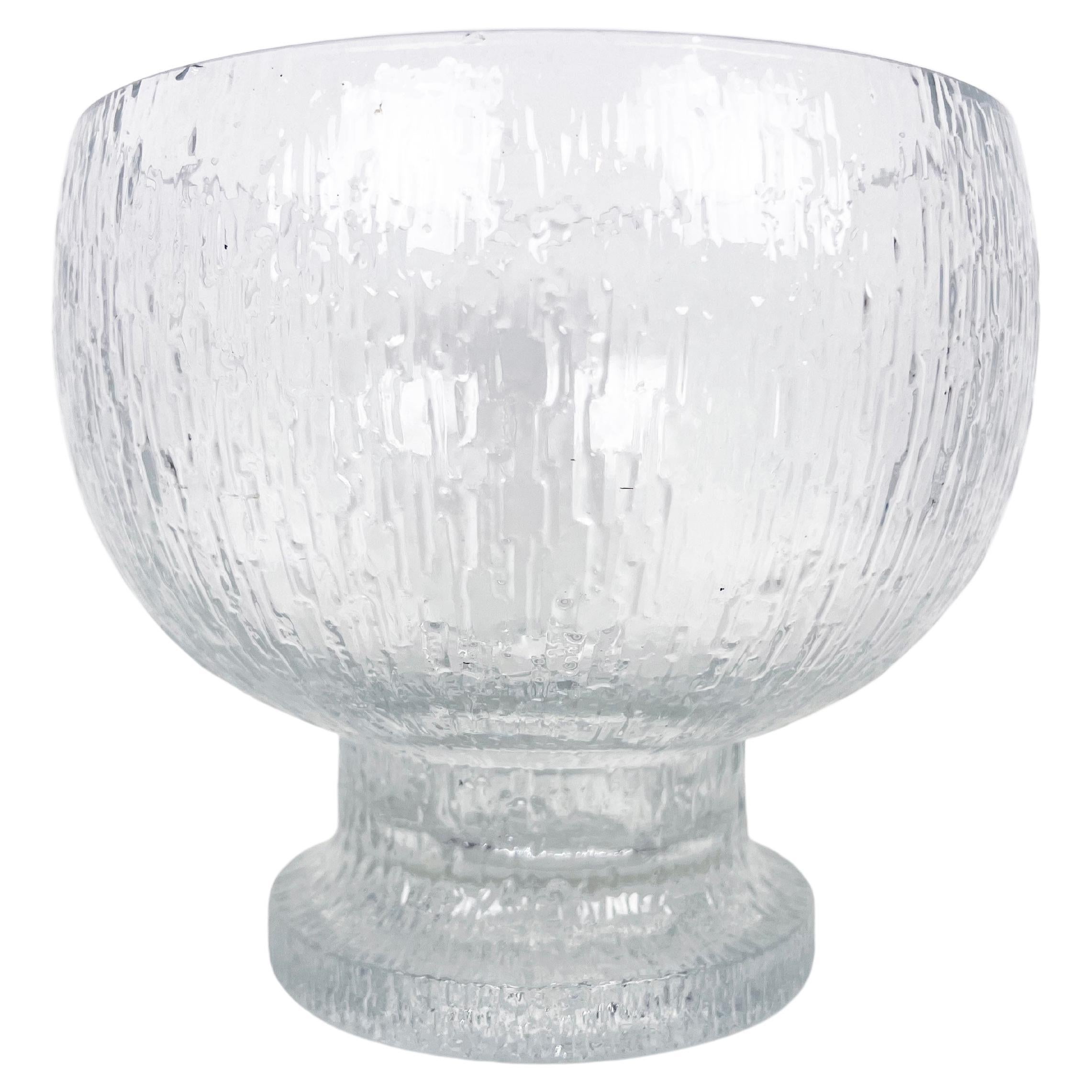 Large Footed Glass "Kekkeri" Bowl by Timo Sarpaneva for Iittala