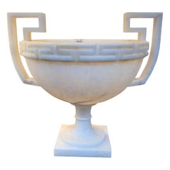 Large Footed Greek Key Motif Alabaster Bowl, Italy, Contemporary