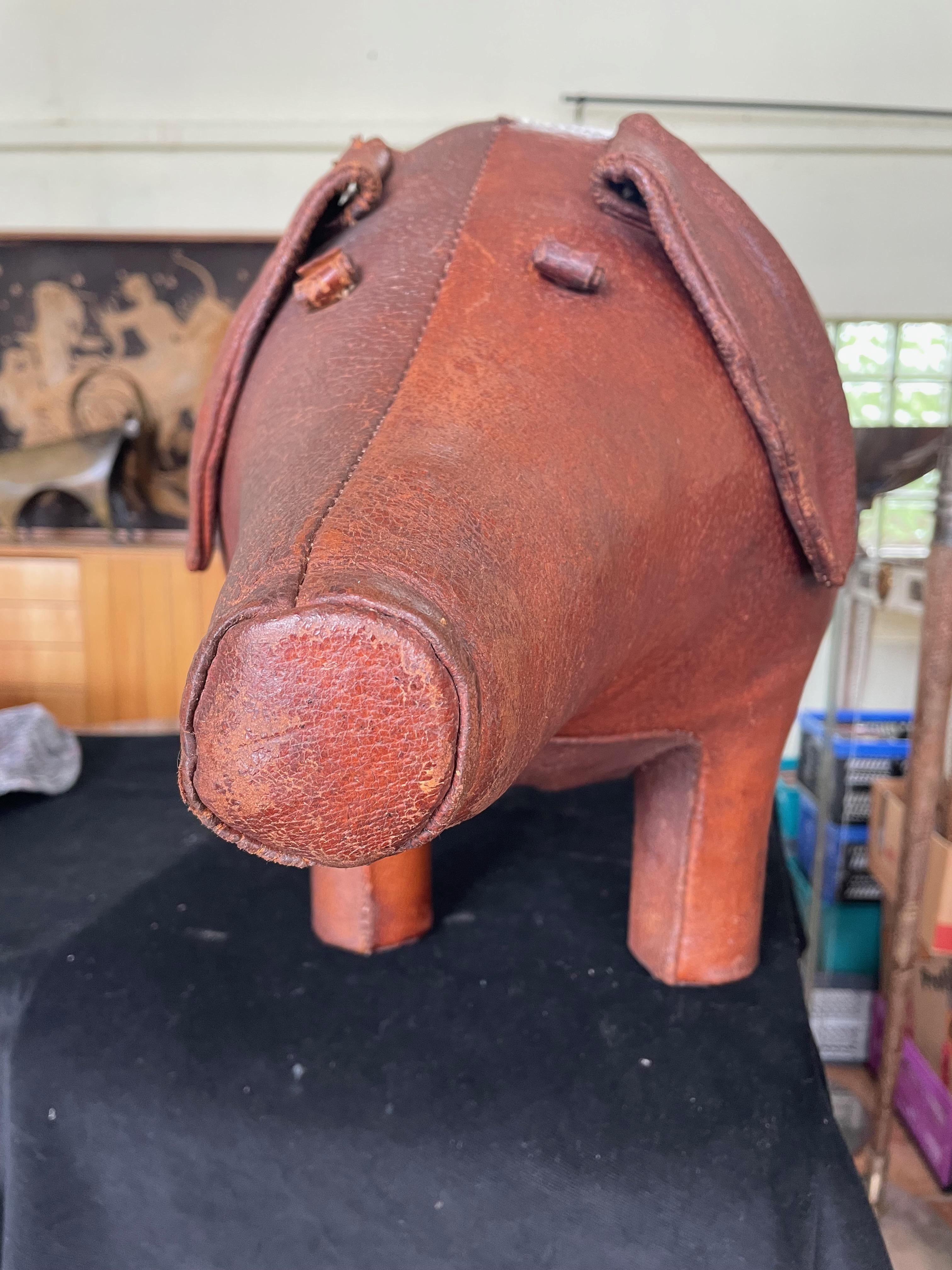 Großer Fußhocker „PIG“ von Dimitri Omersa. 1960er Jahre. Abercrombie & Fitch (Leder) im Angebot