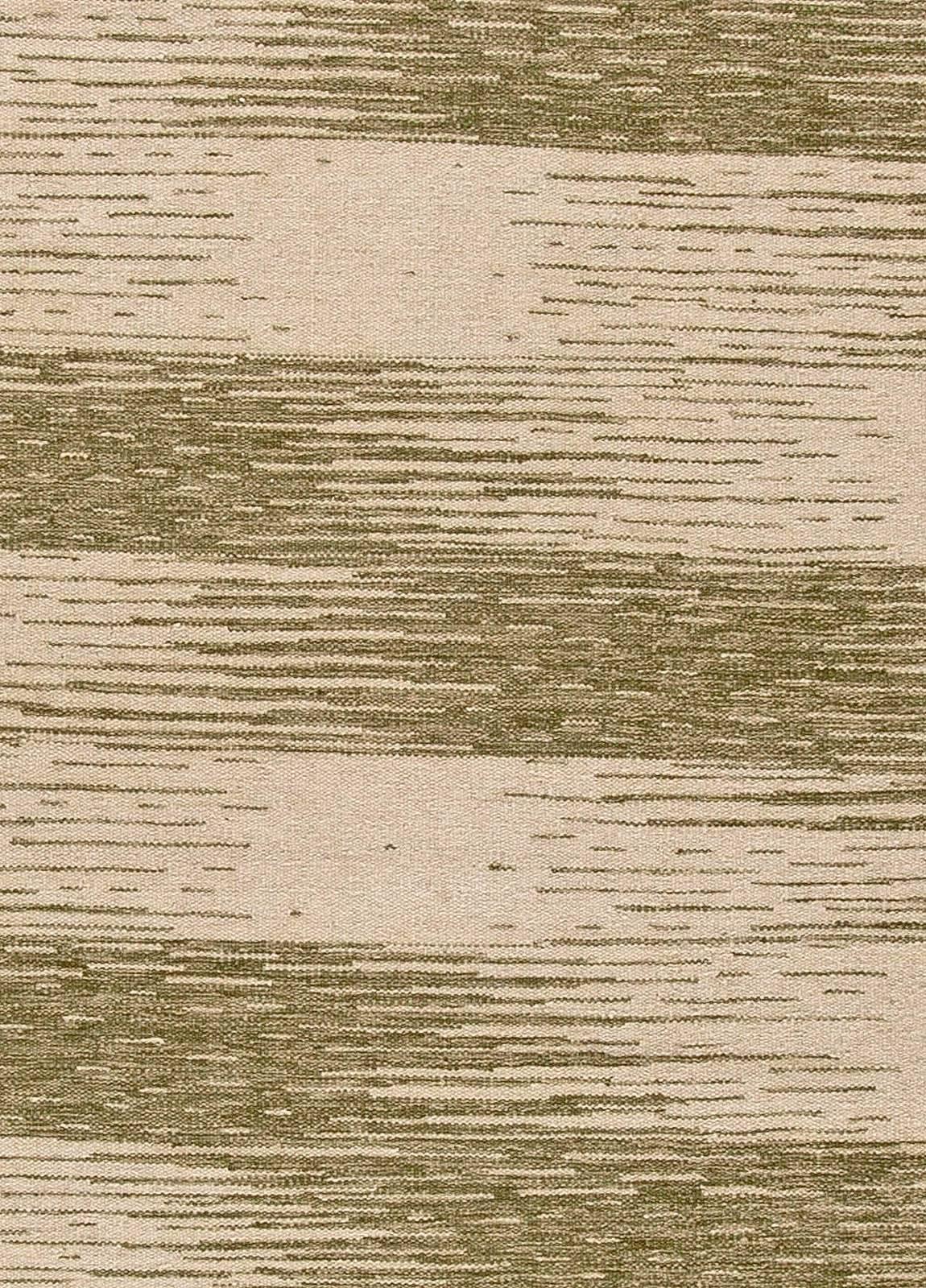 Large forel green, beige hand knotted wool rug by Doris Leslie Blau.
Size: 14'2