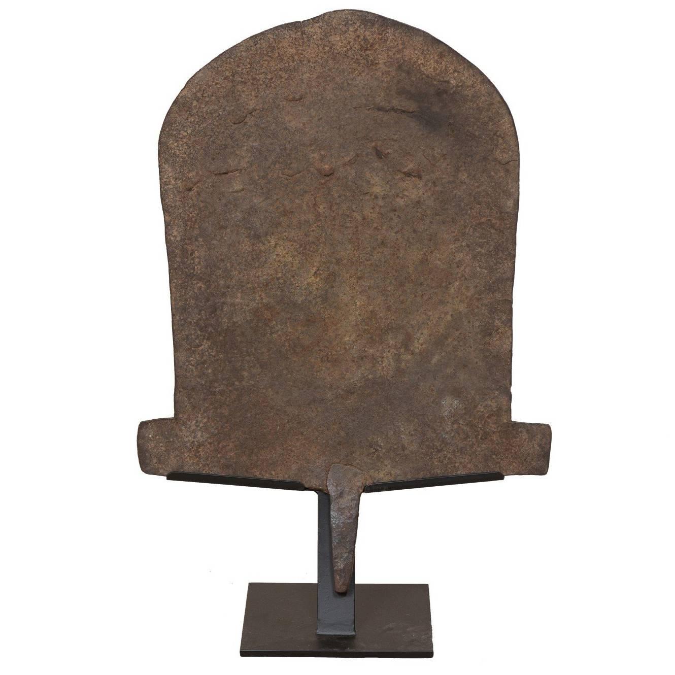 Large Forged Iron Currency from Nigeria, West Africa on Custom Stand