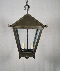 Large Forged Iron Hanging Lantern with Studs