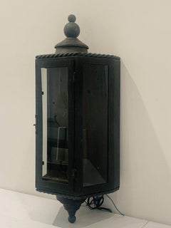 Large Forged Steel Sconce with Verdigris Patina, Indoor/Outdoor