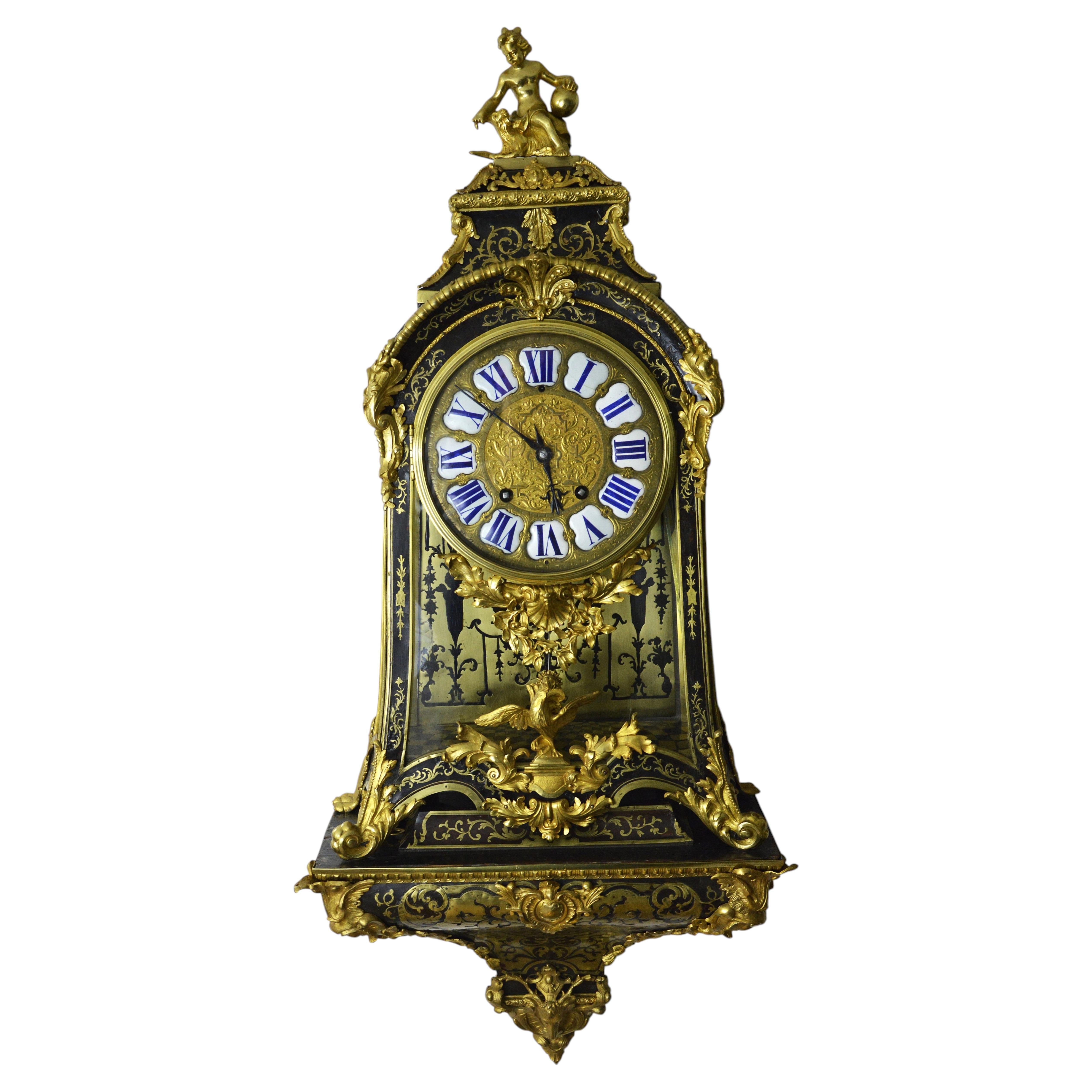Large-Format Boulle Clock, 17th/18th Century, Signed