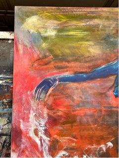 Large format figurative "La jeune femme et le poisson" by Francky Criquet
