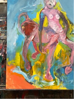 Large format figurative "Le poisson et la centauresse" by Francky Criquet