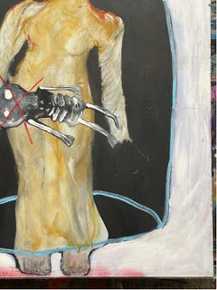 Large format figurative painting "La descente de croix 1" by Francky Criquet