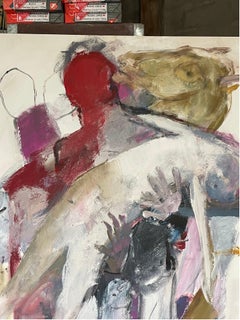 Large format figurative painting "La descente de croix 2" by Francky Criquet