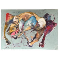 Large format figurative painting "La dualité" by Francky Criquet