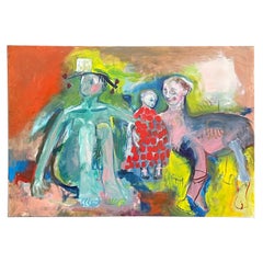 Large format figurative painting "La famille" by Francky Criquet