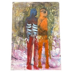Large format figurative painting "Le couple" by Francky Criquet