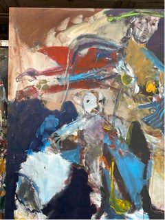 Large format figurative painting "Le doute" by Francky Criquet