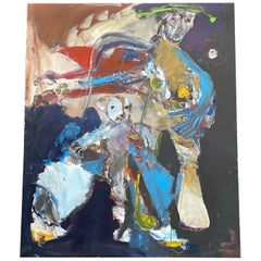 Large format figurative painting "Le doute" by Francky Criquet