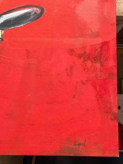 Large format figurative painting "Le Lapin" by Francky Criquet