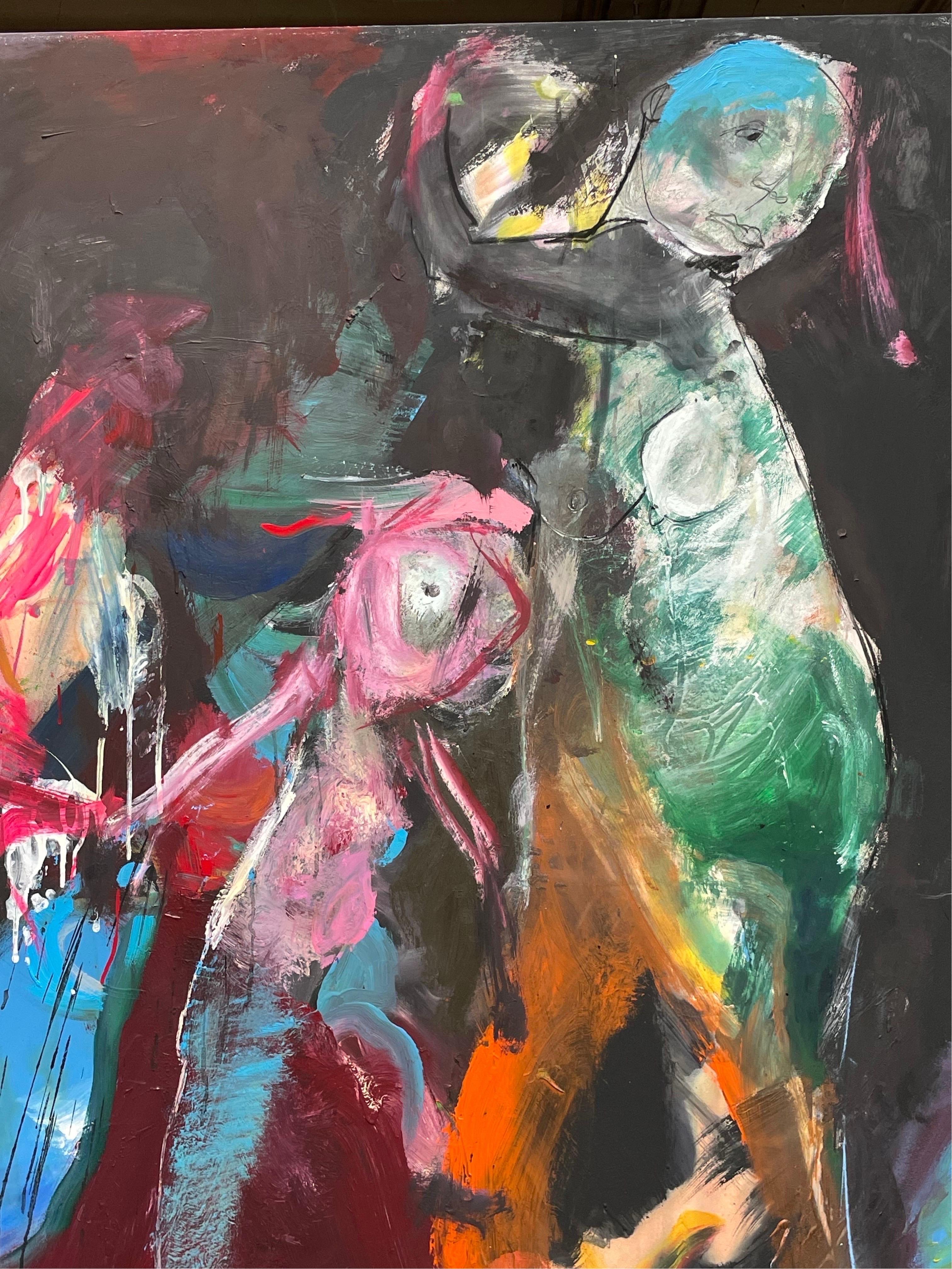 French Large format figurative painting 