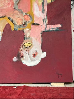 Large format figurative painting "Taureau torero" by Francky Criquet