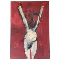 Large format figurative painting "Un cri" by Francky Criquet