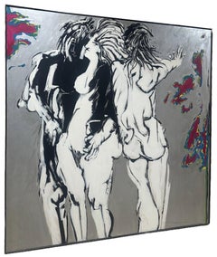 Large Format Framed Mid Century Expressionist Painting