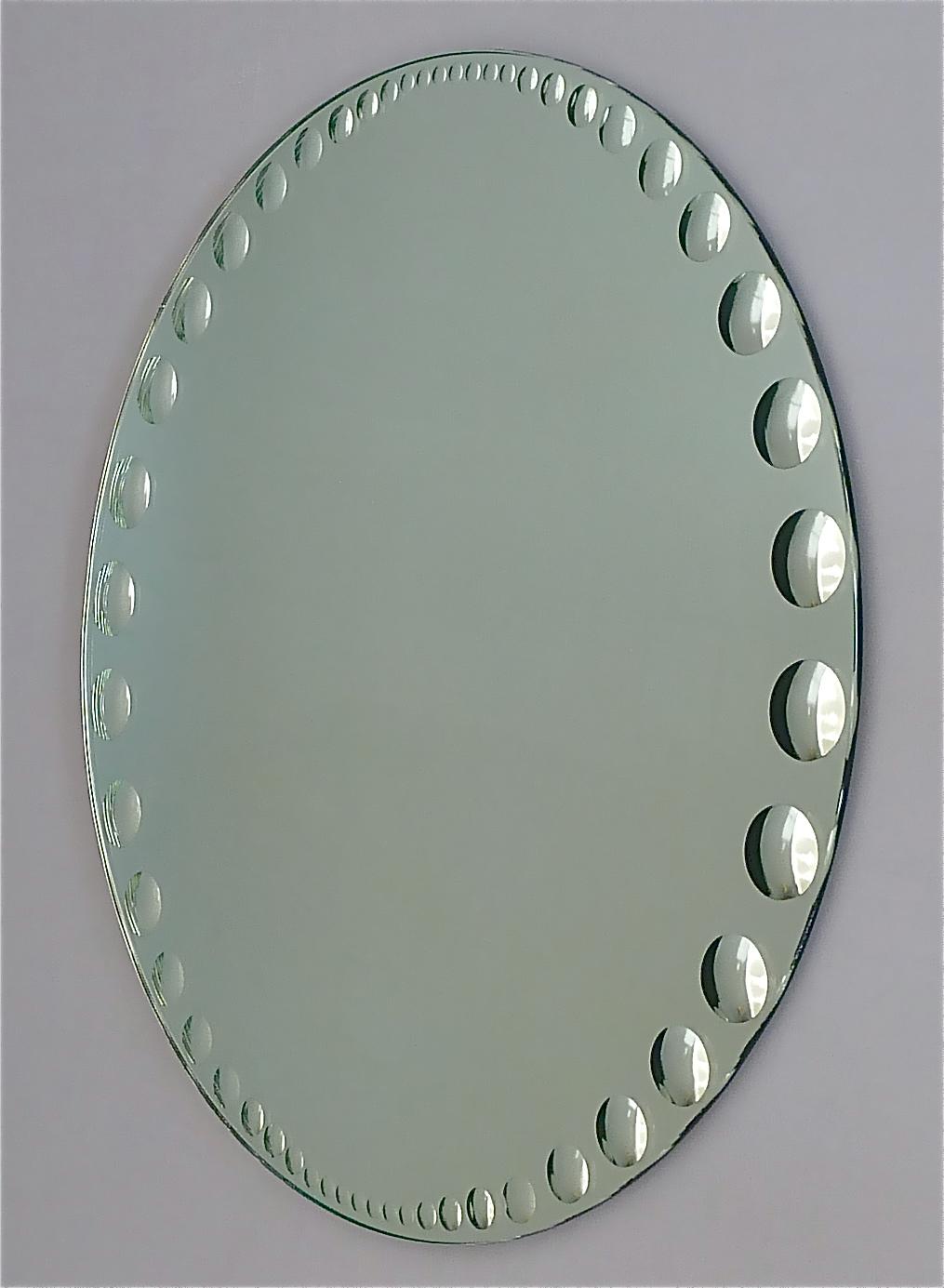 Large Fornasetti Style Wall Mirror Op Pop Art Faceted Crystal Glass Italian 1950 15