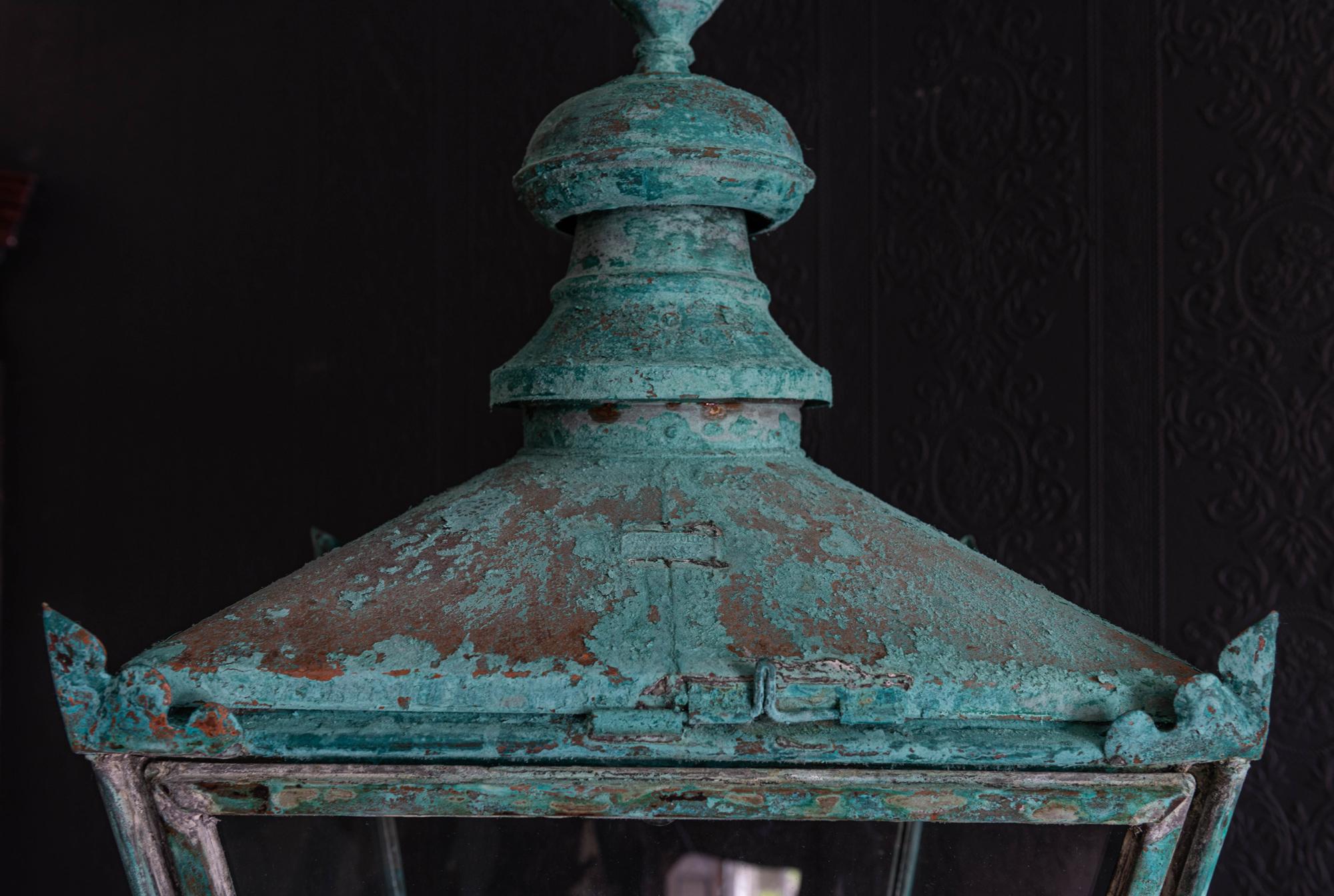 British Large Foster & Pullen Verdigris Copper Lantern