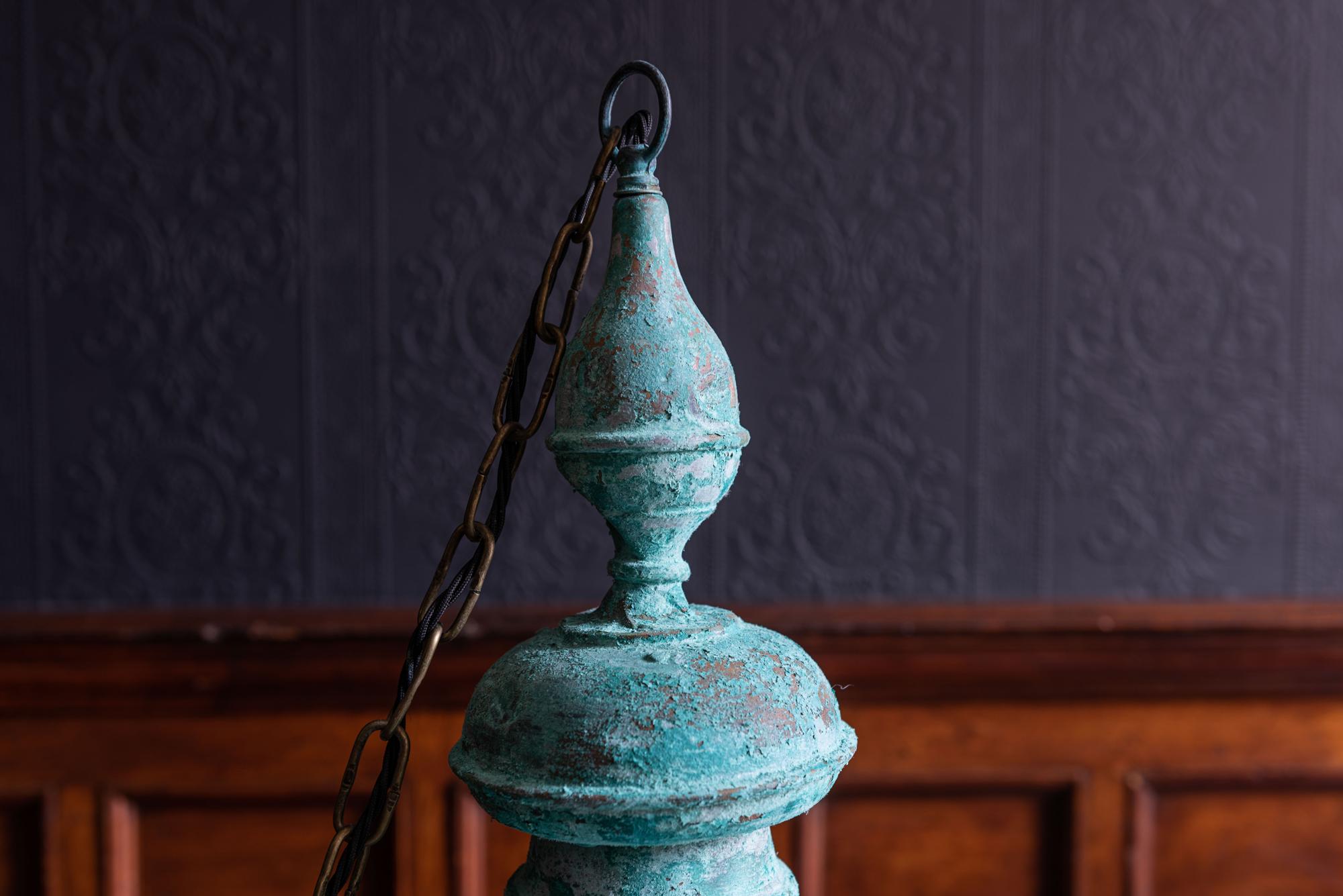 19th Century Large Foster & Pullen Verdigris Copper Lantern